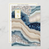 *~ Cobalt Blue QR Ivory Agate AR66 UAWG Wedding Einladung (Vorne/Hinten)