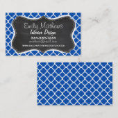Cobalt Blue Quatrefoil; Retro Chalkboard Visitenkarte (Vorne/Hinten)