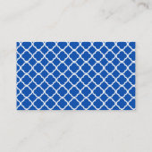 Cobalt Blue Quatrefoil; Retro Chalkboard Visitenkarte (Rückseite)