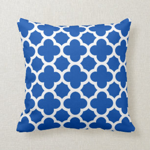 Cobalt Blue Quatrefoil Trellis Muster Pilze Kissen
