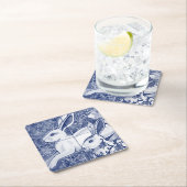 Cobalt Blue Rabbit Chinoiserie Dedham Delft Navy Rechteckiger Pappuntersetzer (Vor Ort)