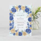 Cobalt Blue Regal Spring Wedding Einladung (Stehend Vorderseite)