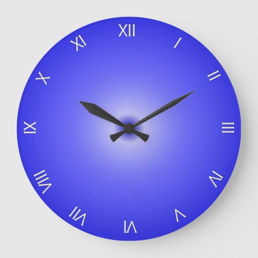 Cobalt Blue Roman Numerals Große Wanduhr (Vorderseite)