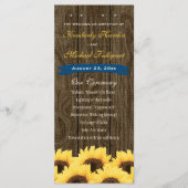 Cobalt Blue Rustic Sunflower Wedding Programm (Vorderseite)