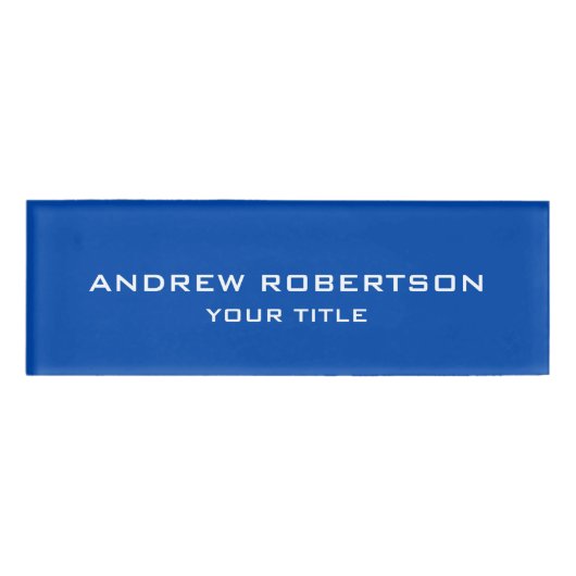 Cobalt Blue Schlicht Elegante Minimalistisch Einfa Namenschild (Vorderseite)