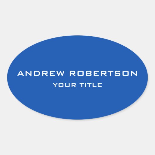 Cobalt Blue Schlicht Elegante Minimalistisch Einfa Ovaler Aufkleber (Vorderseite)