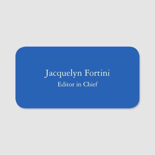 Cobalt Blue Schlicht Elegante Modernes Minimalisti Namensschild (Vorderseite)