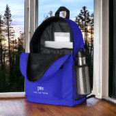 Cobalt Blue Simple Minimal Monogramm und Name Bedruckter Rucksack