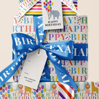 Cobalt Blue Simple Text Happy Birthday Satinband