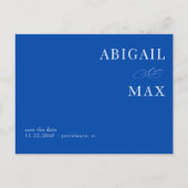 Cobalt Blue Simple Wedding Save the Date Postkarte (Vorderseite)