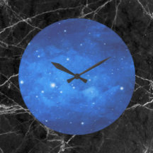 Cobalt Blue Space Stars Wall Clock
