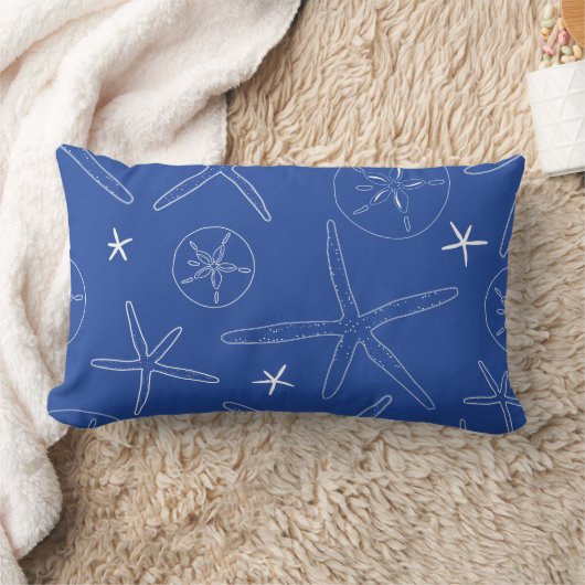 Cobalt Blue Starfish & Sand Dollar Throw Kissen (Decke)