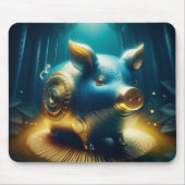Cobalt Blue Steampunk Pig Mousepad (Vorne)