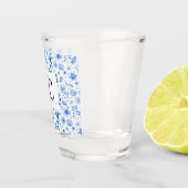 Cobalt Blue Tropic Blätter Muster 1.5oz Shot Glass Schnapsglas (Rechts)