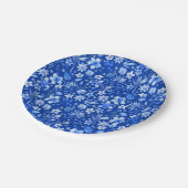 Cobalt Blue Tropical Blume und Blätter Muster 7" Pappteller (Schrägansicht)