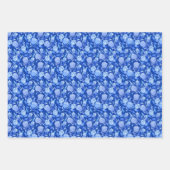 Cobalt Blue Tropical Flowers and Leaves 3 Patterns Geschenkpapier Set (Vorderseite 3)