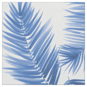 Cobalt Blue Tropical Palm Blätter Muster Stoffe (Nahaufnahme)