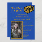 Cobalt Blue Trunk Uni Dorm Party Foto Einladung (Vorne/Hinten)