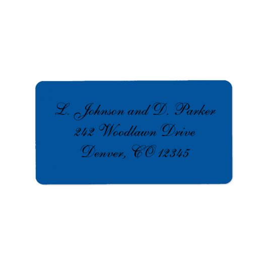 Cobalt Blue und Black Address Label Adressaufkleber (Vorne)