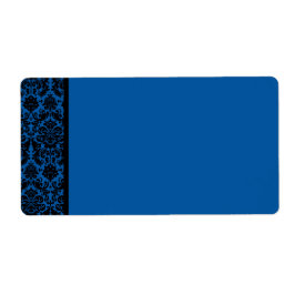 Cobalt Blue und Black Damask Blank Address Label