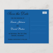 Cobalt Blue und Black Damask Save the Date Card Ankündigungspostkarte (Rückseite)