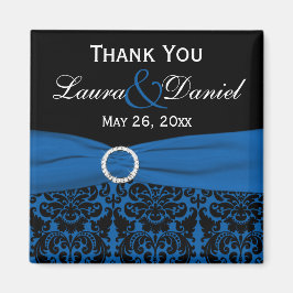 Cobalt Blue und Black Damask Wedding Gefallen Magn Magnet