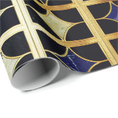 Cobalt Blue und Gold Art Deco Marmormuster Geschenkpapier (Rolleneckpunkt)