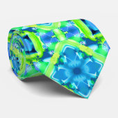 Cobalt Blue und Lime Green Gefärbte Krawatte Muste (Gerollt)