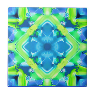 Cobalt Blue und Lime Green Gefärbte Krawatte Muste Fliese