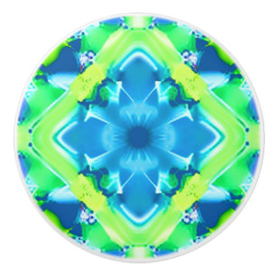 Cobalt Blue und Lime Green Gefärbte Krawatte Muste Keramikknauf