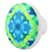 Cobalt Blue und Lime Green Gefärbte Krawatte Muste Keramikknauf (Rechts)