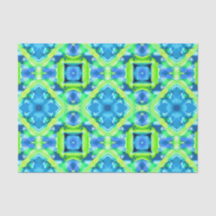 Cobalt Blue und Lime Green Gefärbte Krawatte Muste Seidenpapier