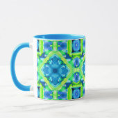 Cobalt Blue und Lime Green Gefärbte Krawatte Muste Tasse (Links)