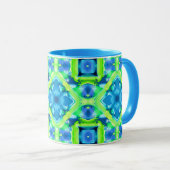 Cobalt Blue und Lime Green Gefärbte Krawatte Muste Tasse (VorderseiteRechts)