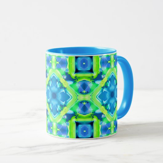 Cobalt Blue und Lime Green Gefärbte Krawatte Muste Tasse (VorderseiteRechts)