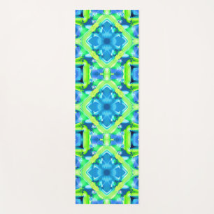 Cobalt Blue und Lime Green Gefärbte Krawatte Muste Yogamatte