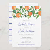 Cobalt Blue und Orangenzitrus Brautparty Einladung (Vorne/Hinten)