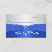 Cobalt Blue und Silver Floral Placecards Platzkarte (Rückseite)