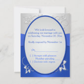 Cobalt Blue und Silver Floral RSVP Card Karte (Rückseite)