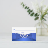 Cobalt Blue und White Joined Hearded Placecards Platzkarte (Stehend Vorderseite)