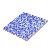 Cobalt Blue und White Kaleidoscope Muster Fliese (Seite)