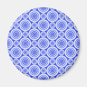Cobalt Blue und White Kaleidoscope Muster Magnet