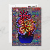 Cobalt Blue Vase mit Blume Postkarte (Vorne/Hinten)