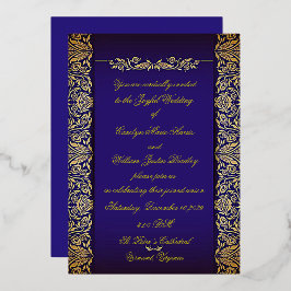 Cobalt Blue Verziert Wedding Einladung