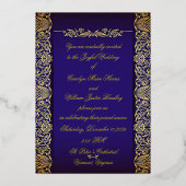 Cobalt Blue Verziert Wedding Einladung (Vorderseite)