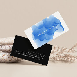 Cobalt Blue Watercolor Blot Business Card Visitenkarte