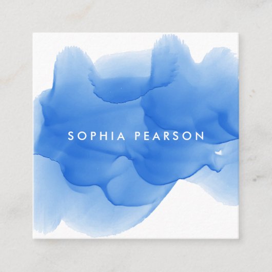 Cobalt Blue Watercolor Blot Quadratische Visitenkarte (Vorderseite)