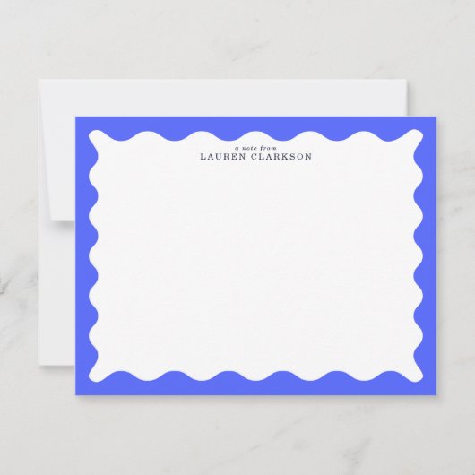 Cobalt Blue Wavy Frame Note Card Einladung (Vorderseite)
