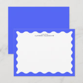 Cobalt Blue Wavy Frame Note Card Einladung (Vorne/Hinten)