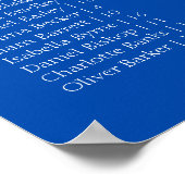 Cobalt Blue Wedding Alphabetical Seating Chart Poster (Ecke)